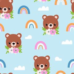 Seamless pattern with bear faces - 779473784