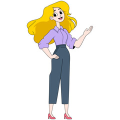 beautiful girl gesturing to explain information