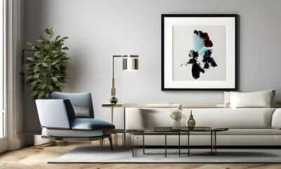 modern living room with sofa & paintings