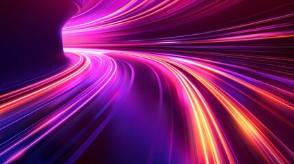 Abstract background with pink and purple streaks flowing in a smooth, wave-like pattern, evocative of digital silk - Concept of fluidity, softness, and digital art - obrazy, fototapety, plakaty