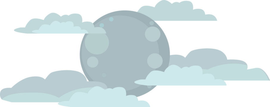 Full moon at many clouds 