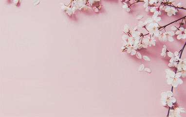 Fototapeta na wymiar Sakura, cherry blossoms in full bloom on a pink background.