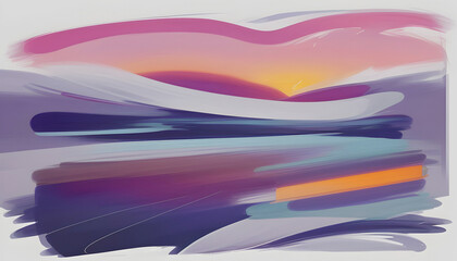 Serene colorful abstract sunset landscape.