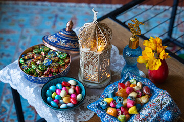 Eid Celebration Photo Among Family with Cologne and Chocolate (Kolonya ve Çikolata ile Bayramlasma) Üsküdar Istanbul, Turkiye (Turkey)