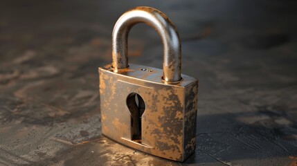 Old padlock concept on old table