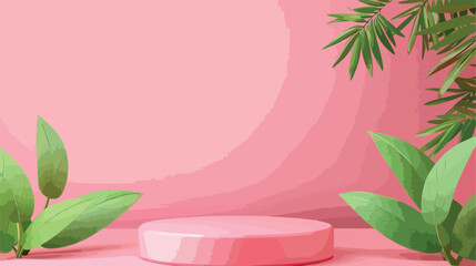 Render image green podium with pink background 