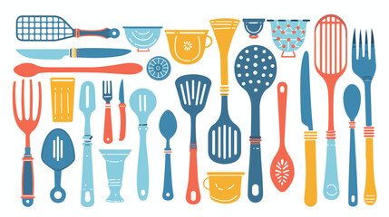 Kitchen utensils design Flat vector isolated on white