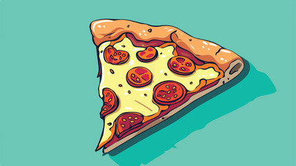 Retro purple Slice of pizza icon isolated on turquois