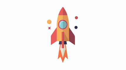 Fototapeta na wymiar Rocket icon in flat style. Spaceship launch vector illustration