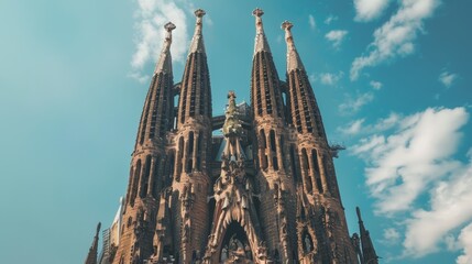 An intricate Gothic-style cathedral with elaborate spires  AI generated illustration - obrazy, fototapety, plakaty