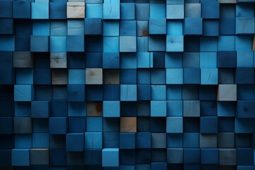 Blue Wooden Cubes Blocks Background. Generative AI