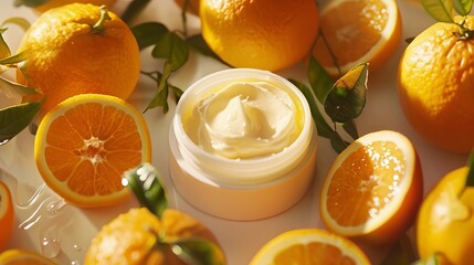 Beautiful composition of oranges and face cream  AI generated illustration