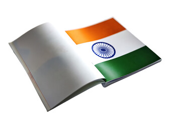 Closeup shot of the flag of india printed on book