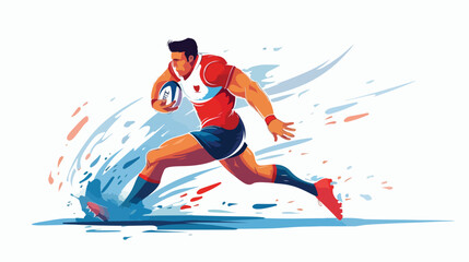 Naklejka premium Man rugby player. Sports banner Flat vector isolated