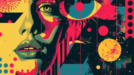 Bold typography and graphic design elements in a psychedelic scene  AI generated illustration