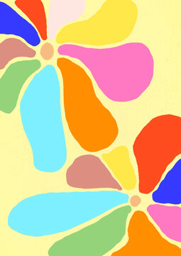 Colorful flower pattern against yellow background
