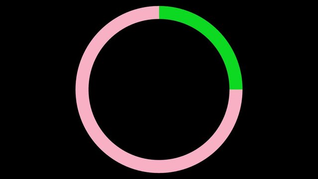 Loading circle icon animation on black background. 4K clip seamless loop. Video Buffering circle icon animation. Pink and green colors