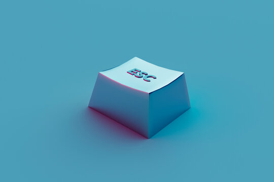 3D render of escape computer key over blue background