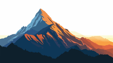 Silhouette of mountain at the sunset landscape flat vector