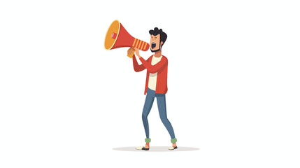 Megaphone man concept in white isolated background 