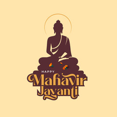 Happy Mahavir Jayanti Festival Typographic Vector Design Background Template