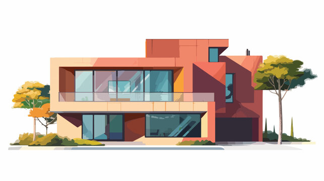 Modern Architectural House isolated images Flat vector