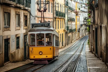 Rollo Characterful old trams on a steep, narrow street , AI generated © Tanu