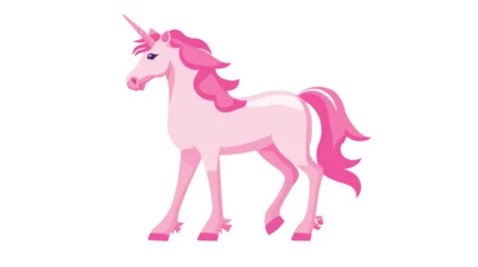 Foto op Canvas Standing pink silhouette unicorn. Vector cartoon © Jasmin