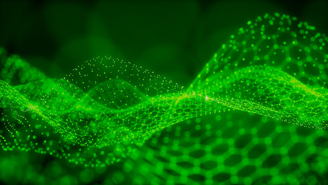Abstract Medical Technology background. Green, Health, Science and Research concept. 3D Render.