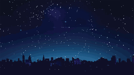 Starry sky over a city flat vector isolated on white