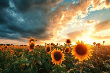 Sunflowers fild ,Field of blooming sunflowers, AI generated
