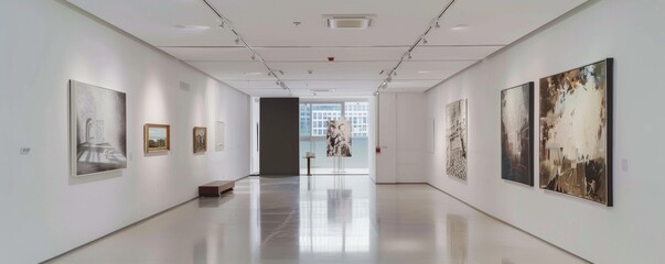 Modern art gallery exhibition space in white.