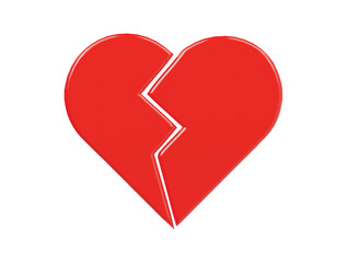 Broken heart icon 3d render illustration