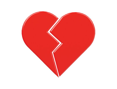 Broken heart icon 3d render illustration
