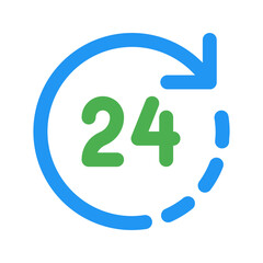24 hours support flat icon
