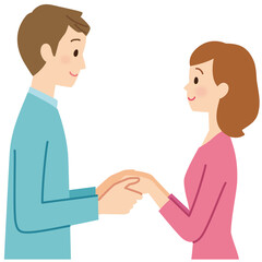 Fototapeta premium 向かい合う男女 カップル 夫婦 マッチング