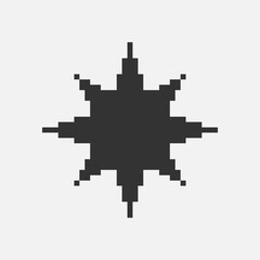 Obraz premium black and white simple flat 1bit vector pixel art icon of star or sparkle. shine effect sign