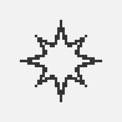 Obraz premium black and white simple flat 1bit vector pixel art icon of star or sparkle. shine effect sign