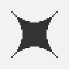 Obraz premium black and white simple flat 1bit vector pixel art icon of star or sparkle. shine effect sign