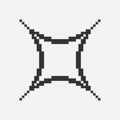 Fototapeta premium black and white simple flat 1bit vector pixel art icon of star or sparkle. shine effect sign