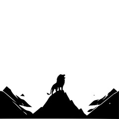Obraz premium minimalist Lion roar on the mountain top of the center at sunset vector black color silhouette 33