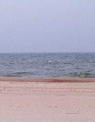 Baltic sea coast at rainy day.