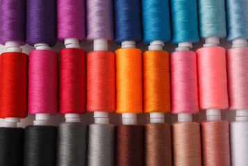 Set of colorful spools of thread
