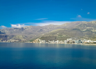 Coast of the Adriatic Sea in Budva in spring.