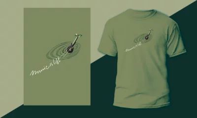 Tuinposter Music is Life and Natural Music Guitar/ T shirt design © D.SIGN.R
