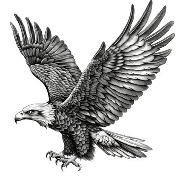 Eagle flying sketch on transparent background