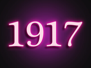 Pink glowing Neon light text effect of number 1917.	