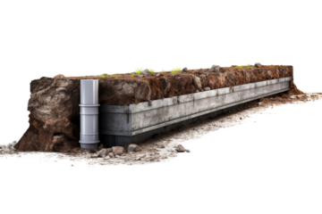 Large Rock With Pipe Protruding. On a White or Clear Surface PNG Transparent Background.