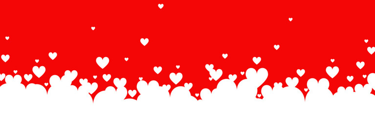 Heart border. Mother's Day or Valentine's Day banner with white hearts on red background - 779495160