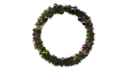 a wreath with ornaments and lights on it